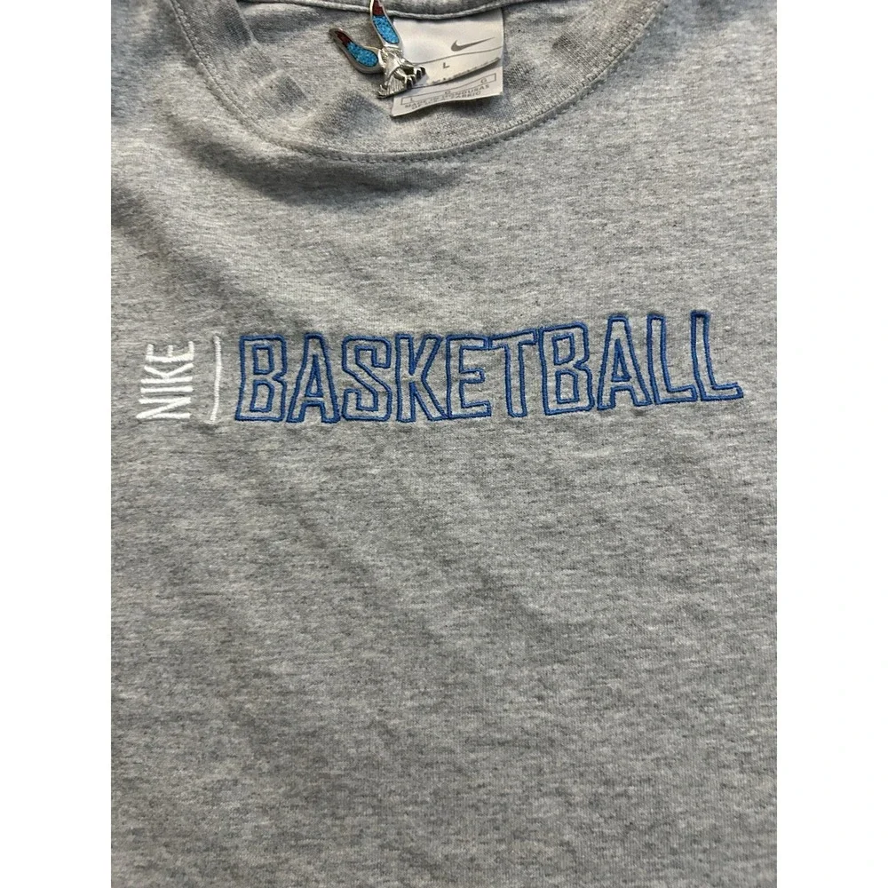Vintage Nike Mens 90s White Embroidered Swoosh Basketball T-Shirt Sz L NWT